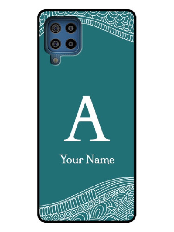 Custom Galaxy M32 4G Prime Edition Custom Metal Phone Case - Line Art Pattern With Custom Name Design
