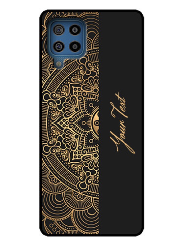 Custom Galaxy M32 4G Prime Edition Custom Metal Phone Case - Mandala Art With Custom Text Design