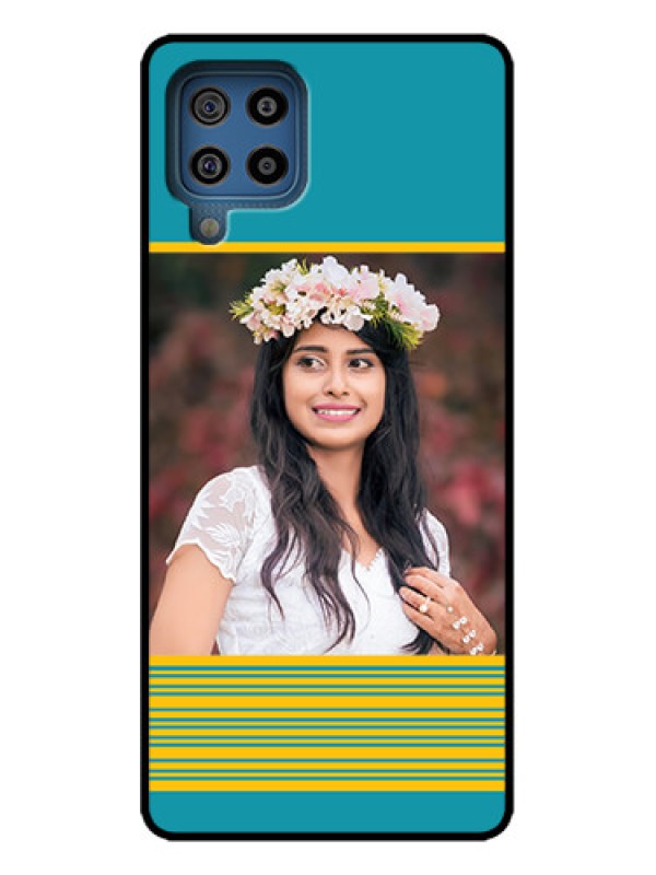Custom Galaxy M32 4G Custom Metal Phone Case - Yellow and Blue Design