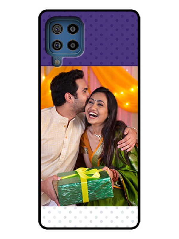 Custom Galaxy M32 4G Custom Metal Phone Case - Violet Colored Pattern Design