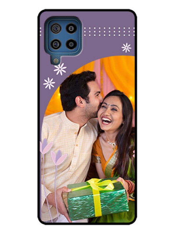 Custom Galaxy M32 4G Custom Metal Phone Case - Lavender Flowers Design