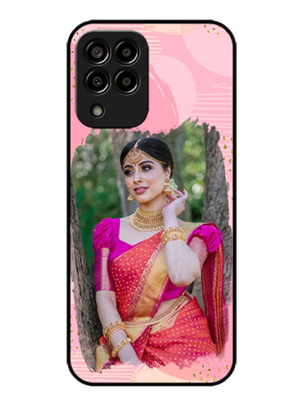 Custom Galaxy M33 5G Custom Metal Phone CaseGold Glitter Splash Design