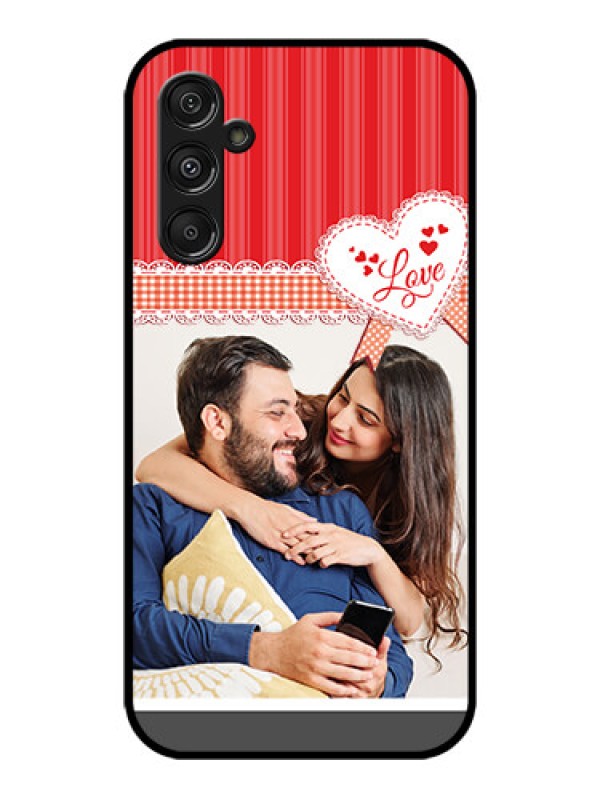 Custom Galaxy M34 5G Custom Metal Phone CaseRed Love Pattern Design