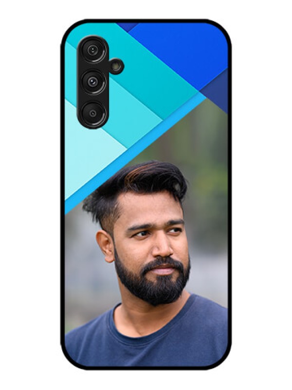 Custom Galaxy M34 5G Custom Metal Phone CaseBlue Pattern Design