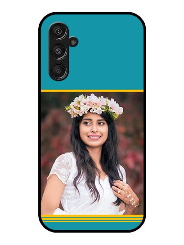 Custom Galaxy M34 5G Custom Metal Phone CaseYellow and Blue Design