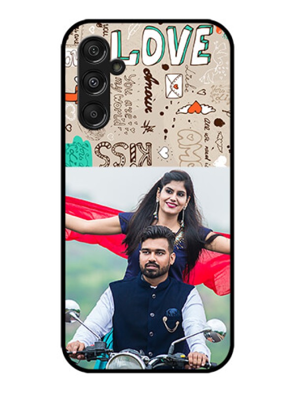 Custom Galaxy M34 5G Custom Metal Phone CaseLove Doodle Pattern