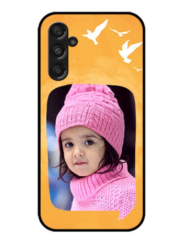 Custom Galaxy M34 5G Custom Metal Phone CaseWater Color Design With Bird Icons