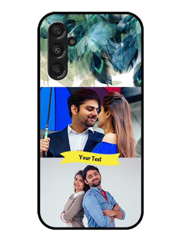 Custom Galaxy M34 5G Custom Metal Phone CaseImage With Boho Peacock Feather Design