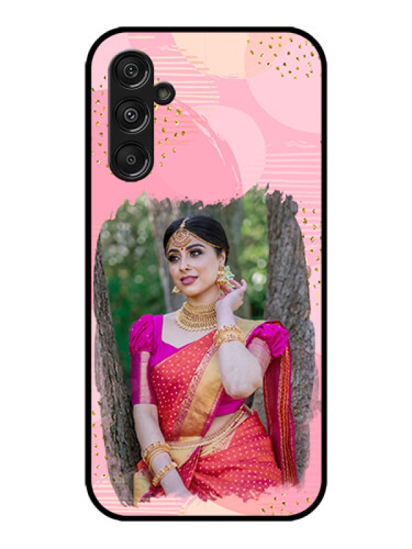 Custom Galaxy M34 5G Custom Metal Phone CaseGold Glitter Splash Design