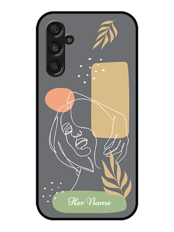 Custom Galaxy M34 5G Custom Metal Phone CaseGazing Woman Line Art Design