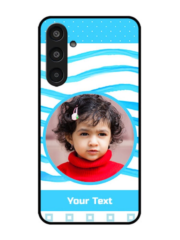 Custom Galaxy M35 5G Custom Metal Phone CaseSimple Blue Case Design