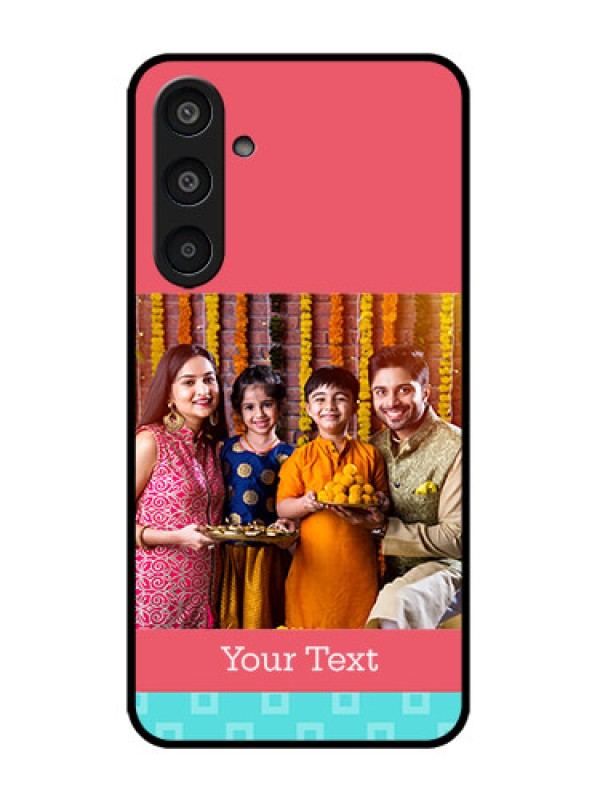 Custom Galaxy M35 5G Custom Metal Phone CasePeach and Blue Color Design