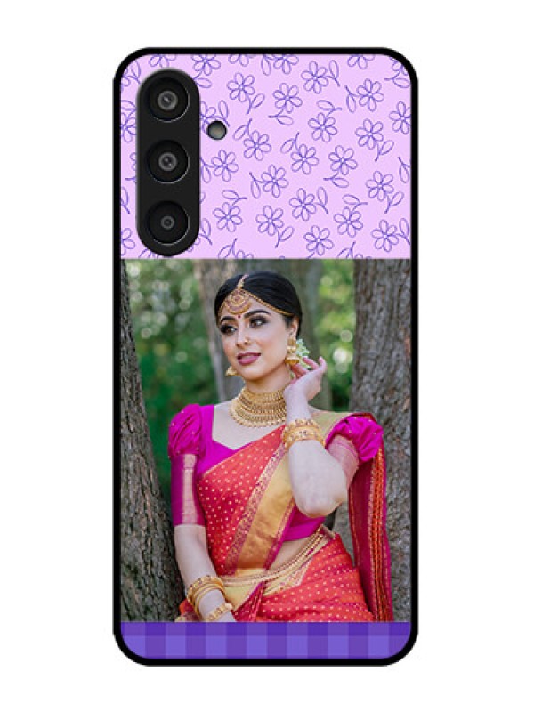 Custom Galaxy M35 5G Custom Metal Phone CasePurple Floral Design