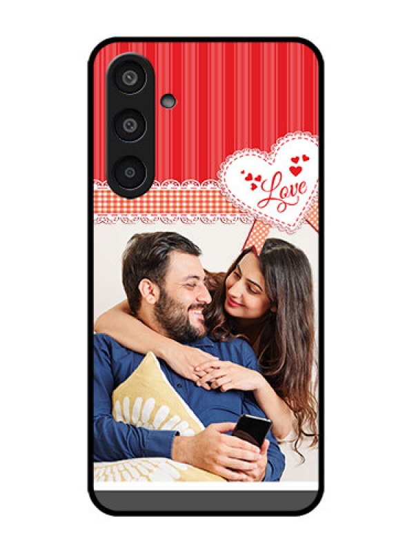 Custom Galaxy M35 5G Custom Metal Phone CaseRed Love Pattern Design