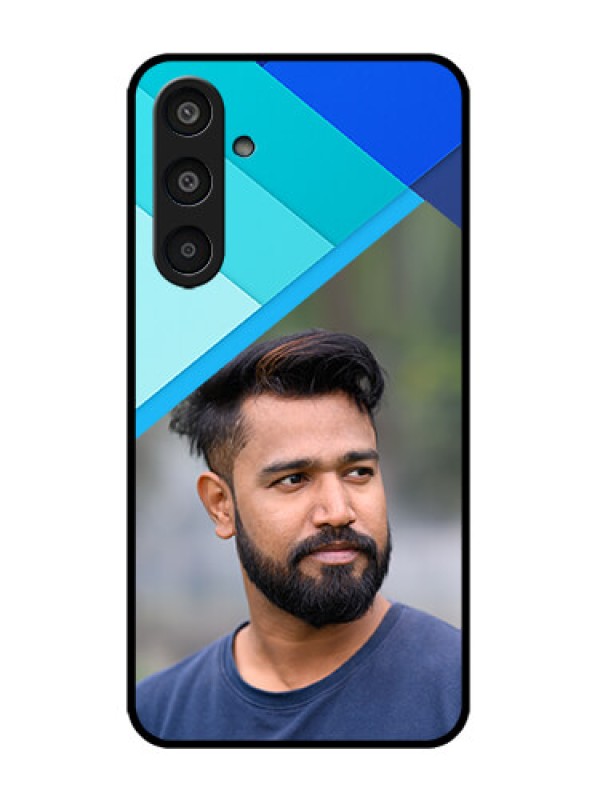 Custom Galaxy M35 5G Custom Metal Phone CaseBlue Pattern Design