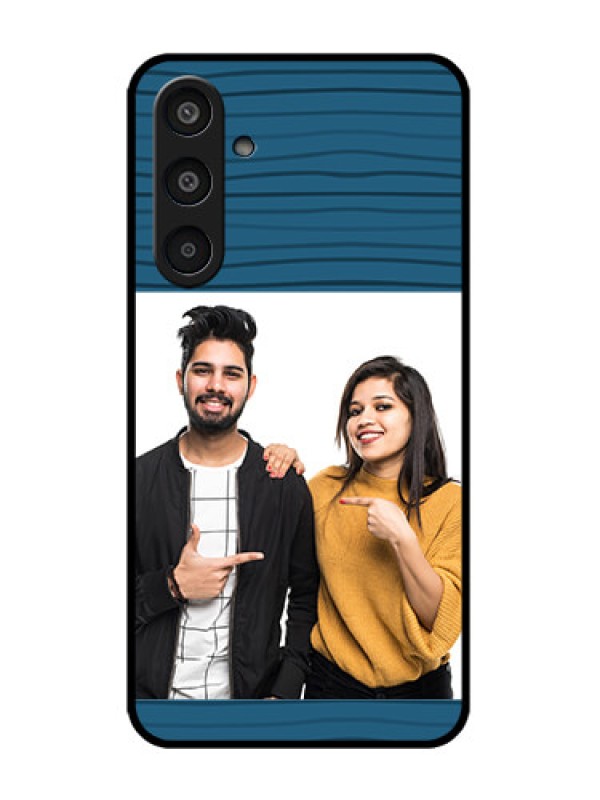 Custom Galaxy M35 5G Custom Metal Phone CaseBlue Pattern Cover Design