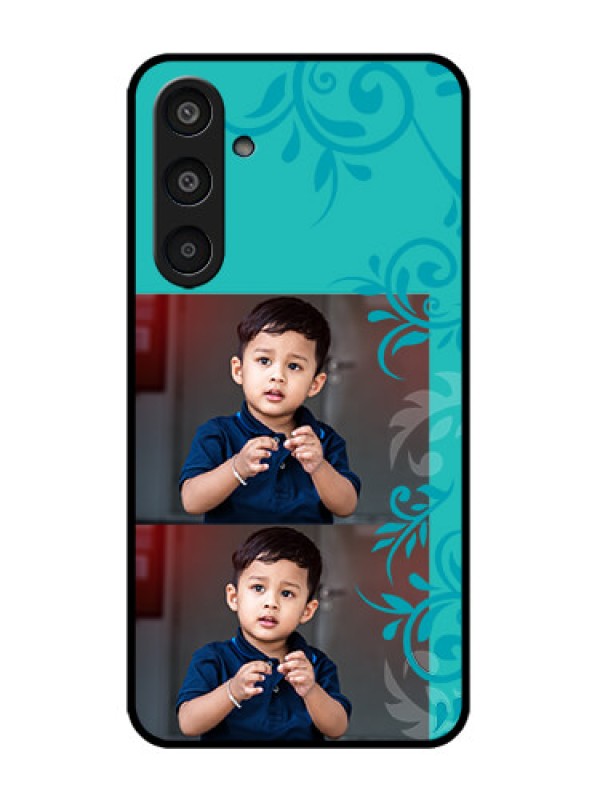 Custom Galaxy M35 5G Custom Metal Phone CaseWith Photo And Green Floral Design