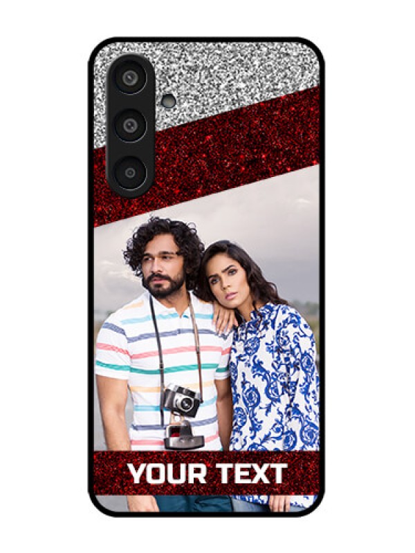 Custom Galaxy M35 5G Custom Metal Phone CaseImage Holder With Glitter Strip Design