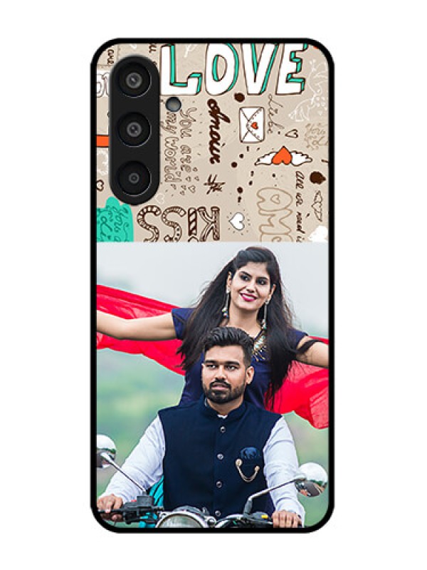 Custom Galaxy M35 5G Custom Metal Phone CaseLove Doodle Pattern