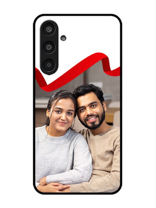 Custom Galaxy M35 5G Custom Metal Phone CaseRed Ribbon Frame Design