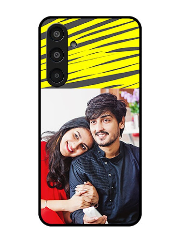 Custom Galaxy M35 5G Custom Metal Phone CaseYellow Abstract Design