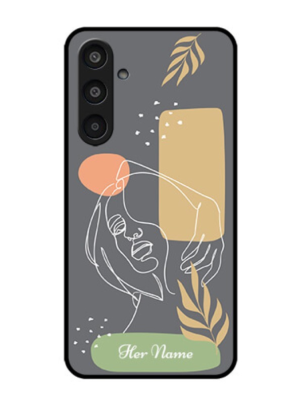 Custom Galaxy M35 5G Custom Metal Phone CaseGazing Woman Line Art Design