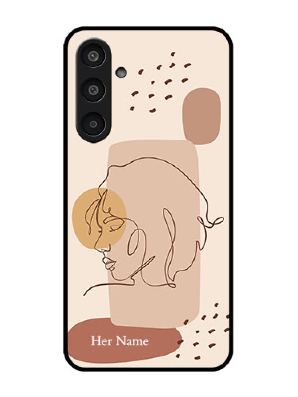 Custom Galaxy M35 5G Custom Metal Phone CaseCalm Woman Line Art Design
