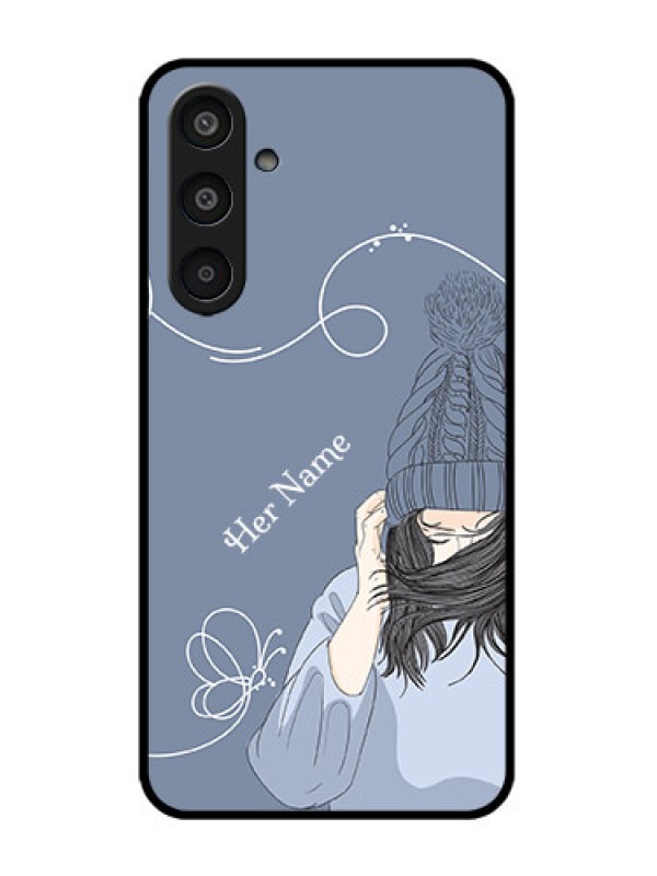 Custom Galaxy M35 5G Custom Metal Phone CaseGirl In Winter Outfit Design