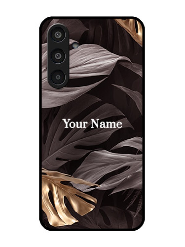 Custom Galaxy M35 5G Custom Metal Phone CaseWild Leaves Digital Paint Design