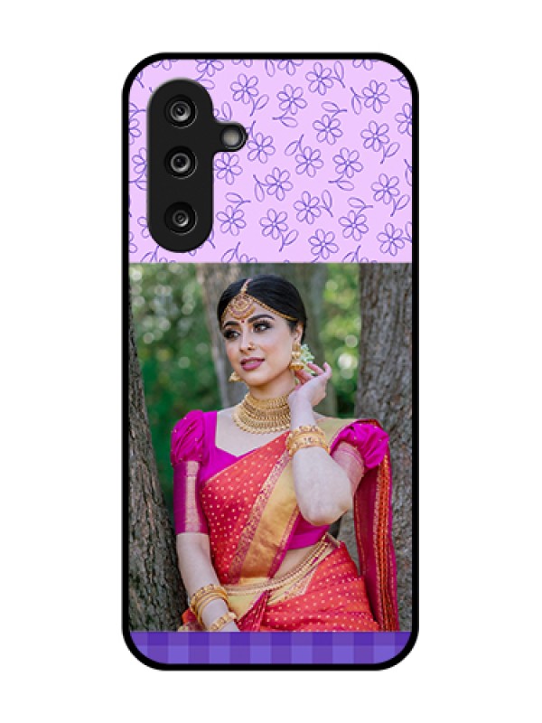 Custom Samsung Galaxy M36 5G Custom Metal Phone Case - Purple Floral Design