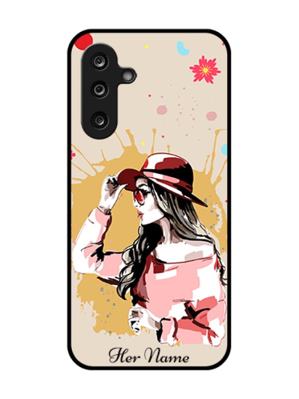 Custom Samsung Galaxy M36 5G Custom Metal Phone Case - Women With Pink Hat Design