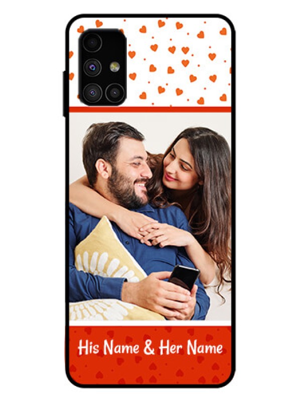 Custom Galaxy M51 Custom Metal Phone Case - Orange Love Symbol Design