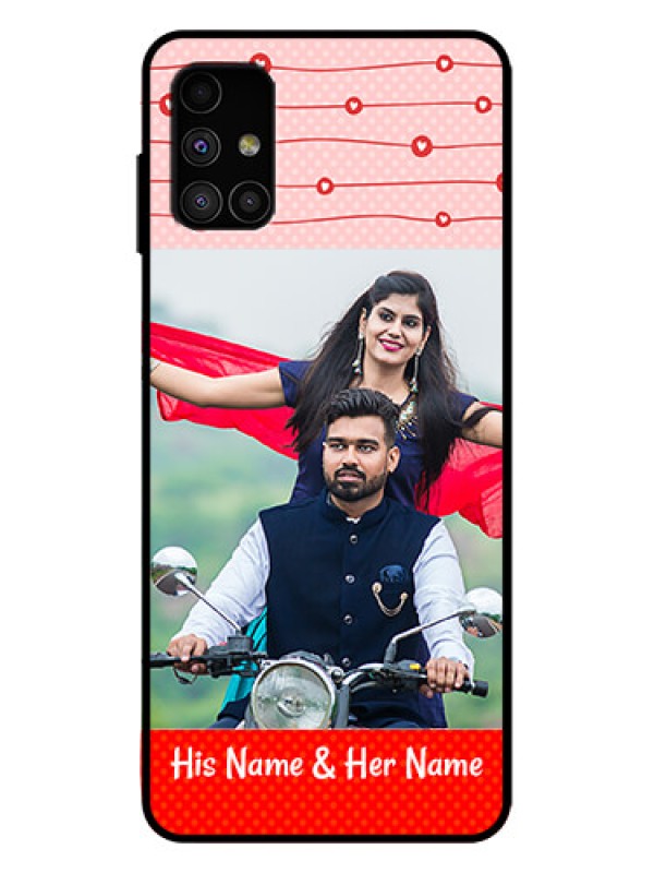 Custom Galaxy M51 Custom Metal Phone Case - Red Pattern Case Design