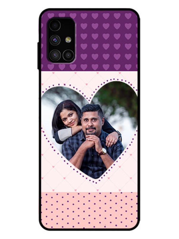 Custom Galaxy M51 Custom Metal Phone Case - Violet Love Dots Design