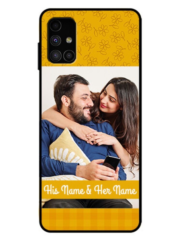 Custom Galaxy M51 Custom Metal Phone Case - Yellow Floral Design