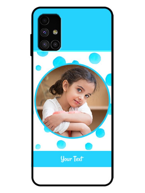 Custom Galaxy M51 Custom Metal Phone Case - Blue Bubbles Pattern Design