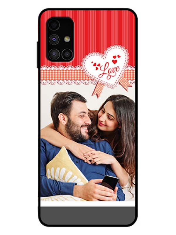 Custom Galaxy M51 Custom Metal Phone Case - Red Love Pattern Design