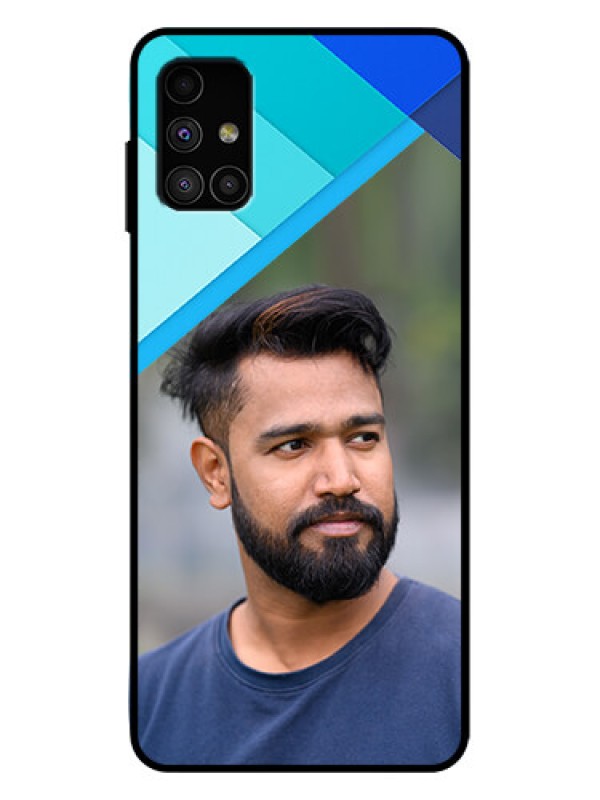 Custom Galaxy M51 Custom Metal Phone Case - Blue Pattern Design