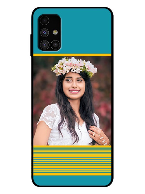 Custom Galaxy M51 Custom Metal Phone Case - Yellow and Blue Design