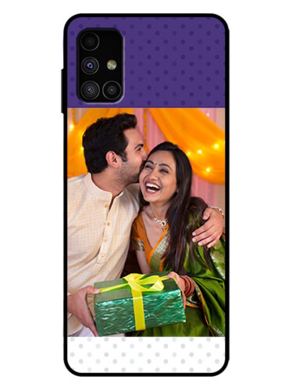 Custom Galaxy M51 Custom Metal Phone Case - Violet Colored Pattern Design