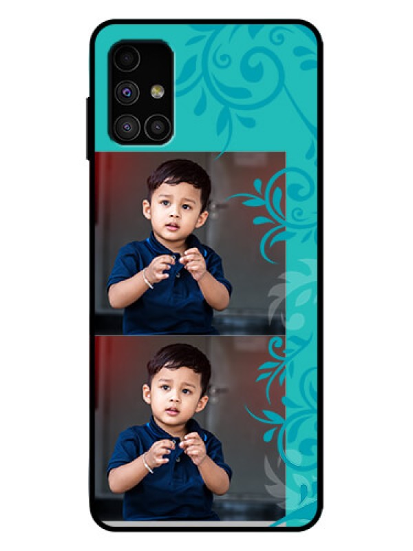 Custom Galaxy M51 Custom Metal Phone Case - With Photo And Green Floral Design