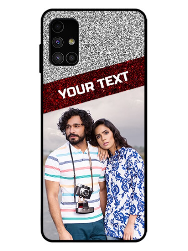 Custom Galaxy M51 Custom Metal Phone Case - Image Holder With Glitter Strip Design