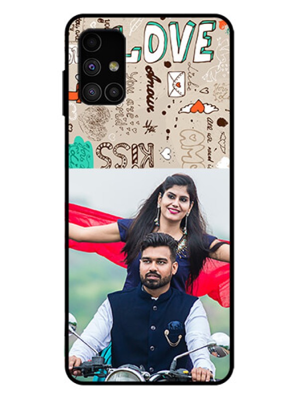 Custom Galaxy M51 Custom Metal Phone Case - Love Doodle Pattern