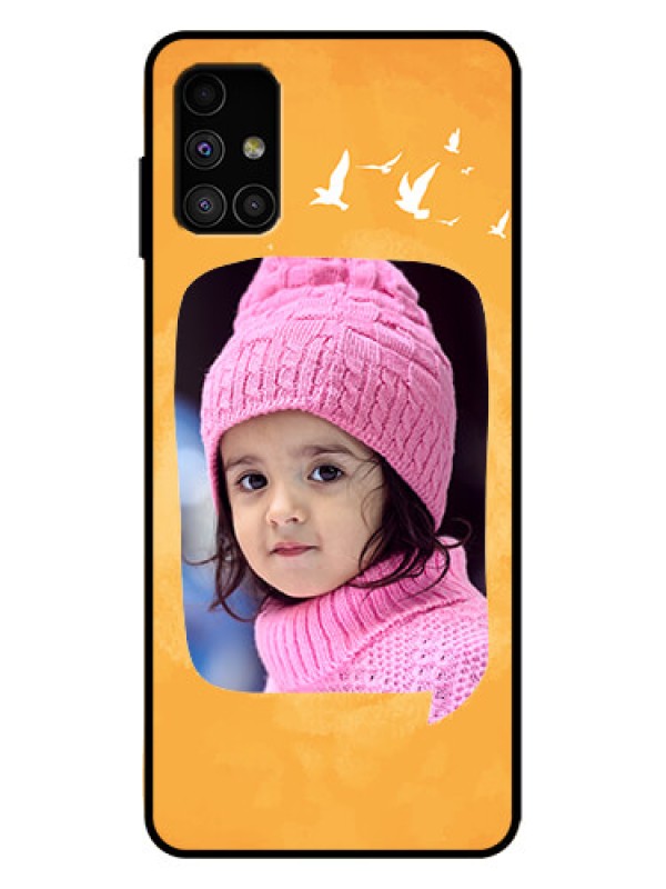 Custom Galaxy M51 Custom Metal Phone Case - Water Color Design With Bird Icons