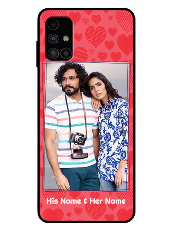 Custom Galaxy M51 Custom Metal Phone Case - With Red Heart Symbols Design