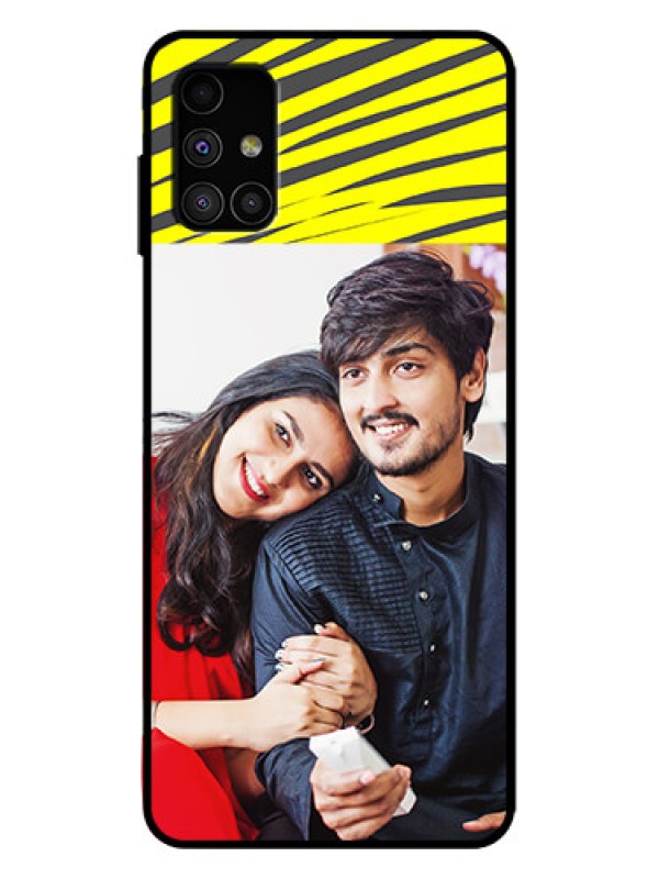 Custom Galaxy M51 Custom Metal Phone Case - Yellow Abstract Design