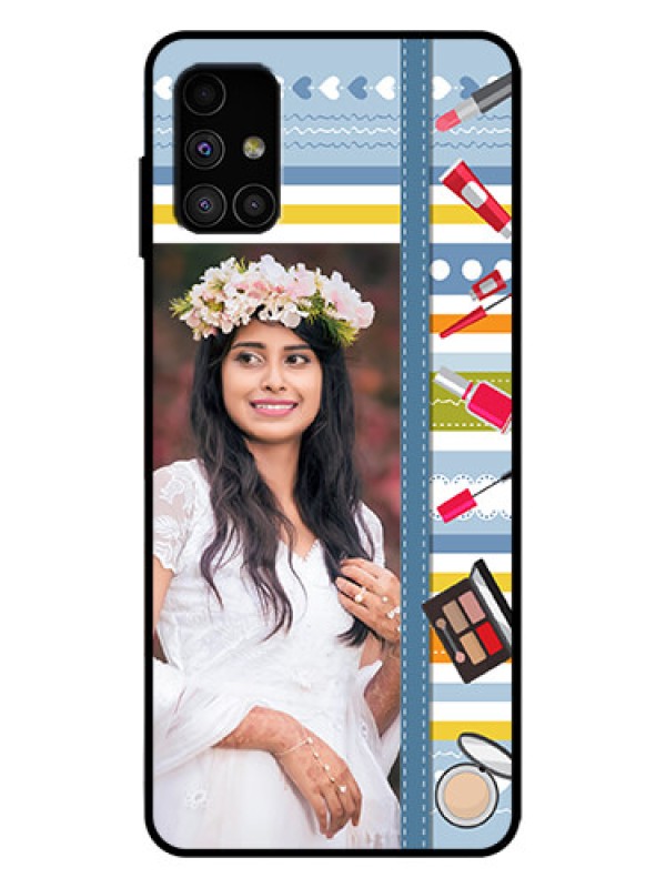 Custom Galaxy M51 Custom Metal Phone Case - Makeup Icons Design