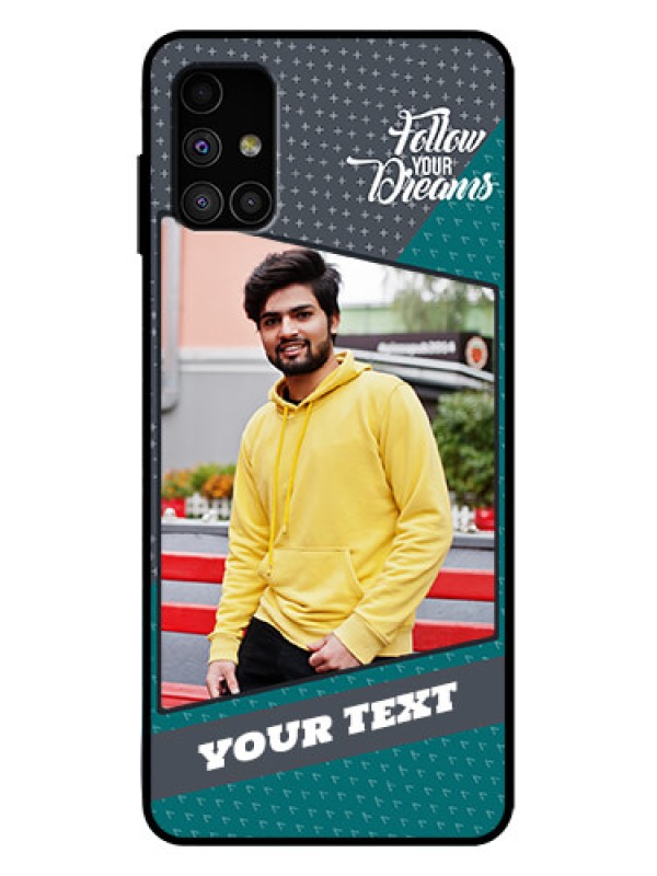 Custom Galaxy M51 Custom Metal Phone Case - Background Pattern Design With Quote