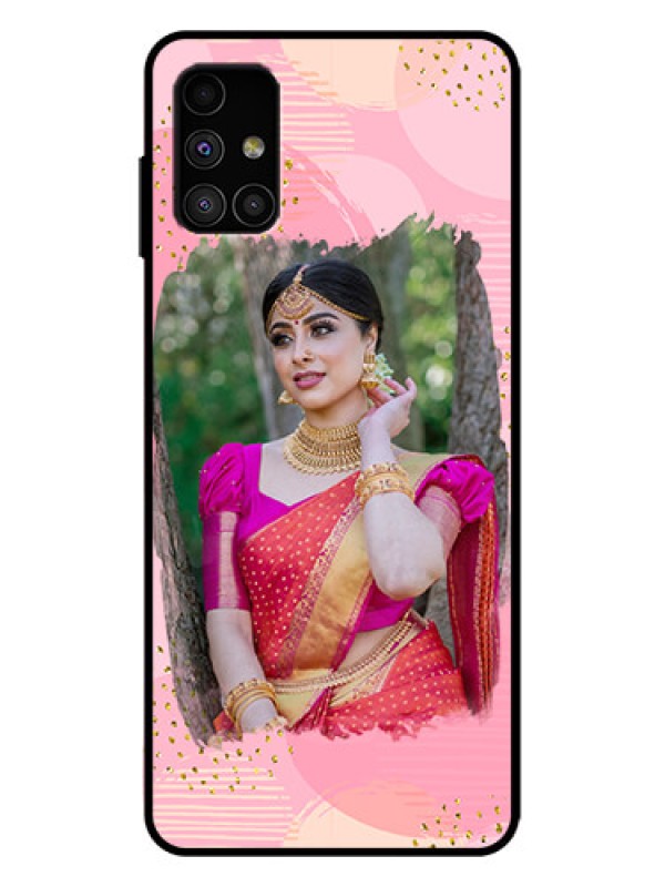 Custom Galaxy M51 Custom Metal Phone Case - Gold Glitter Splash Design