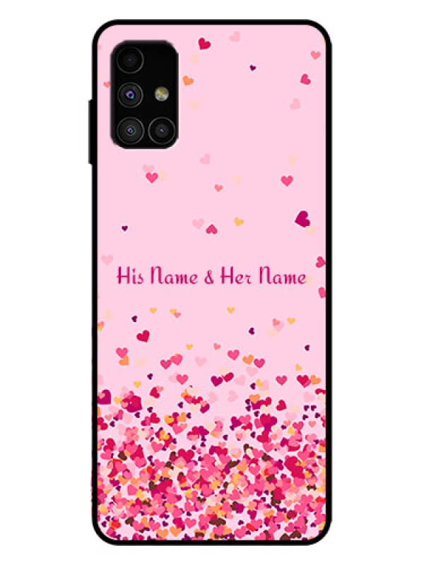 Custom Galaxy M51 Custom Metal Phone Case - Floating Hearts Design